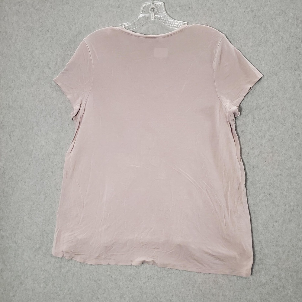 Simply Vera Wang Women Top Large Pink Lace V Neck Short Sleeve READ - Picture 6 of 10